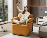 360 Degree Square Swivel Accent Sofa Chair,Fluffy Fabric Lounge Wide Upholstered Reading Chair with W2012P319074