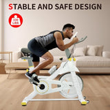 Indoor Exercise Bike Cycling Bike with Comfortable Seat Cushion YellowWhite W2031P313251