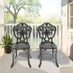 ZUN Cast Aluminum Patio Dining Chair 2PCS With Black Frame W1710P220605