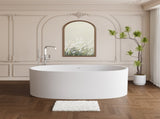 65" Freestanding Solid Surface Bathtub, Stone Resin Freestanding Bath Tub with Overflow and Pop-up W1573P180444