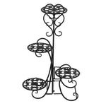 ZUN 4 Potted Rounded Flower Metal Shelves Plant Pot Stand Decoration for Indoor Outdoor Garden Black 69287047