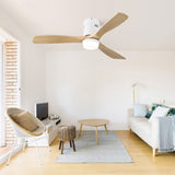 52 Inch Decorative Ceiling Fan With 6 Speed Remote White 3 Solid Wood Blades Reversible DC Motor For W934P145932