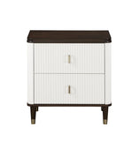 White and Brown 2-Drawer Nightstand with USB Port B062P209003
