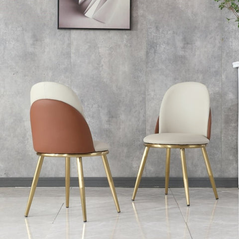 ZUN Dining Chairs Set of 2, Modern PU Leather Dining Gold Metal Legs for Living Kitchen Dining Room W2699P216823