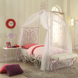 White and Light Pink Tufted Bench B062P208996