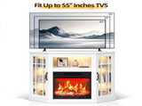 White Corner Fireplace TV Cabinet, 109.5*51*81.3cm, Embossed Particle Board 48588388