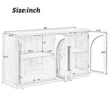 4-Door Large Storage Sideboard Buffet Cabinet with Glass Doors, Arched Cabinet with Adjustable 40712031