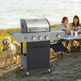 Propane Grill 3 Burner Barbecue Grill Stainless Steel Gas Grill with Side Burner and Thermometer for 21785975