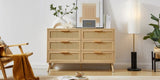 ZUN Bedroom dresser, 6 Double Dresser with rattan drawers, wood chest of drawers for kids living W1162P190401