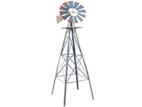 8FT Weather Resistant Yard Garden Windmill Gray & Red 43774607