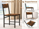 4 PCS Industrial Dining Chairs, 330LBS Capacity Metal Frame Kitchen Side Chairs, Rustic Brown 73246586