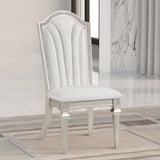 ZUN Set of 2 Ivory Chenille Upholstered Dining Chairs, Silver Oak B016P227290