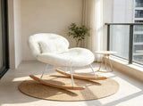 25.59"W x 33.66"D x 29.53"H Indoor Plush Rocking Chair, Soft Fluffy Lounge Rocker with White Metal 44896069
