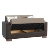 PrimeNest ZenAero Collection Upholstered Convertible Loveseat with Storage, Beige/Brown-PU Chenille B030P281764