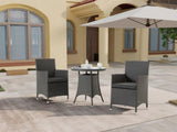 ZUN 3 Piece Outdoor Dining Set All-Weather Wicker Patio Dining Table and Chairs with Cushions, Round 08591555