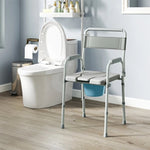 ZUN Grey multi-functional portable toilet chair with adjustable height 05796679