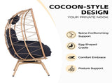 Oversized 360&deg Swivel Rattan Egg Chair Wicker Indoor Outdoor Patio Lounge Chair with Removable T5880P501003