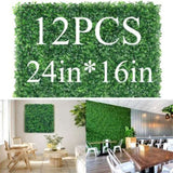 12 Pcs 24x16inch Artificial Grass Wall Panels, Decorative Boxwood Grass Backdrop for Outdoor Garden 57214769