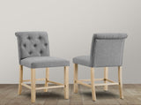 Siena Counter Height Button Tufted Back Solid Wood Stools, Set of 2, Gray T2574P165122