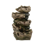 ZUN 18.9x16.1x30.3" Decorative 5 Tier Wood Rock Inspired Water Fountain with Lights and Pump, Brown W2078P178881