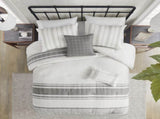 6 Piece Cotton Jacquard Oversized Comforter Set White/Grey King B035128775