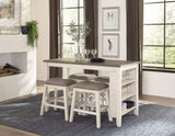 Antique White Finish Set of 2 Counter Height Barstool Brown Textured Fabric Upholstered Nailhead B011P178967