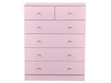 25.98"*15.75"*43.7" 5-Tier 6-Drawer Cabinet Drawer Dresser with Gold Handles Macaron Pink 89911285