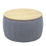 Round Storage Ottoman, 2 in 1 Function, Work as End table and Ottoman, Dark Grey W48735178