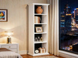 5-Tier Duplex Bookcase MDF Painted Item Display Rack 20*12.99*70.87in White Cabinet with Black Inner 01046997