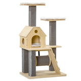 ZUN Cat Tree for Indoor Cats with Pillow-Covered Perches, Spinning Toy, Modern Climbing Activity Cat 36677720