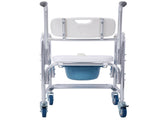4 in 1 Bedside Commode Chair, Transport Shower Wheelchair Toilet Rolling Transport Chair with 4 W465P143535