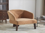 Modern Accent Chair with Round Back & Wooden Legs - Mid-Century Inspired Lounge Chair for Living N767P266888P