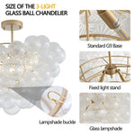 ZUN 20-Inch Gold Ceiling Pendant Light with Threaded Clear Glass Globe Shade – Ideal for Living Room, W1340P251914