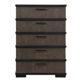 ZUN Two-Tone Brown Black Finish Drawers Chest 1pc Modern Industrial Design Bedroom Furniture B011P242393