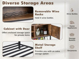Rustic Brown Sideboard with 2 AC Outlets & 2 USB Ports, Charging Buffet Cabinet with Wine Rack 50254503