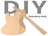 DIY 4 String Jazz Style Electric Bass Guitar Kits with Mahogany Body, Maple Neck and Accessories 06041043