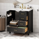 ZUN 30" Black Bathroom Vanity with Sink Combination Set, Bathroom Storage Cabinet with Soft Close Door, N729P177787B