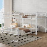 L-shaped Metal Twin over Full Size Bunk Bed, White N709P196510K