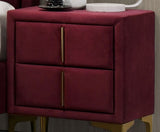 Red And Gold Coated 1pc Nightstand Bar Pull Handle Fully Upholstered Flannelette Classy Bedroom B2741P350273