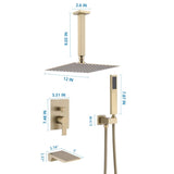 12inch Shower System With Waterfall Tub Spout and Handheld Shower Head W121749919