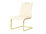 Modern Light Yellow PU dining chair Living room chair Upholstered chair, gold metal chair leg W210P179895