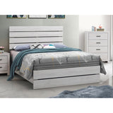 Coastal White Slatted Headboard Queen Panel Bed B062P153568