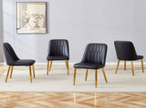 4 modern dining chairs, sleek PU leather backrest, and gold metal legs bring a comfortable home W1512P510471