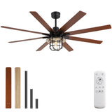 (Same as W882P212626) Modern 66 Inch Ceiling Fan With 6 Speed Wind 8 Blades Remote Control W882P322249