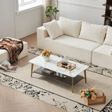 Coffee Table Rectangular Center Table for Living Room Open Space Side Table with Metal Frame W1911P269599