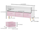 4 Cube Kids Bookcase & Toy Storage Organizer with 3 Fabric Drawers for Playroom Storage,Pink 14717049