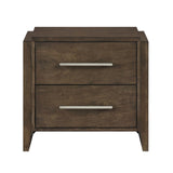 Transitional Dark Walnut Finish Two Drawers Nightstand 1pc Wooden Bedroom Furniture Solid Rubberwood B011P332262