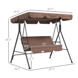 3-Seat Outdoor Patio Swing Chair-Brown 69665879