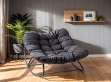 Outdoor Rocking Chair, Oversized Patio Papasan Rocker, Comfy Reading Lounge Chair 47050317