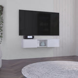 ZUN Glen Floating TV Stand with Side Doors and Central Media Shelf B200P173205